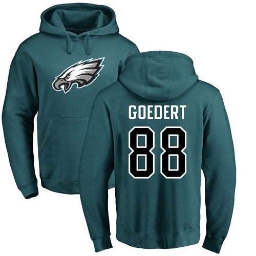 Men Philadelphia Eagles #88 Dallas Goedert Green Name and Number Logo NFL Pullover Hoodie Sweatshirts->philadelphia eagles->NFL Jersey